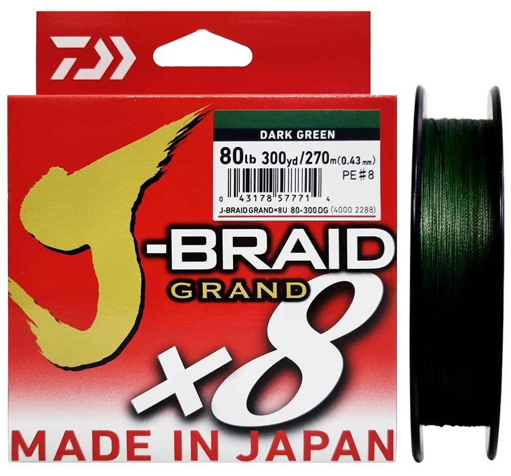 Linha Multifilamento Daiwa J-Braid Grand X8 0.43Mm 80LB 270M