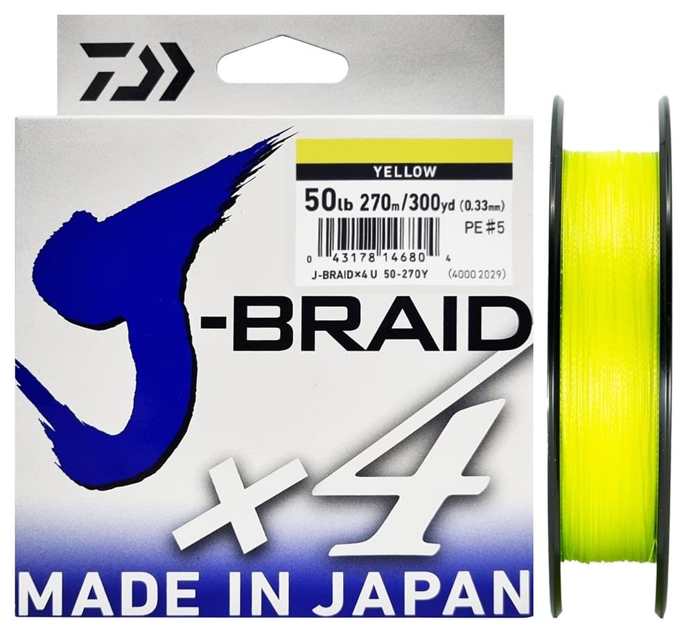 Linha Multifilamento Daiwa J-Braid X4 0.33Mm 50LB 270M Amarelo