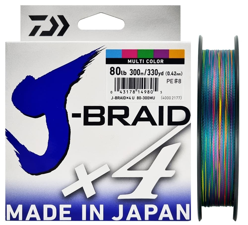 Linha Multifilamento Daiwa J-Braid X4 0.42Mm 80LB 300M - Multi Cor
