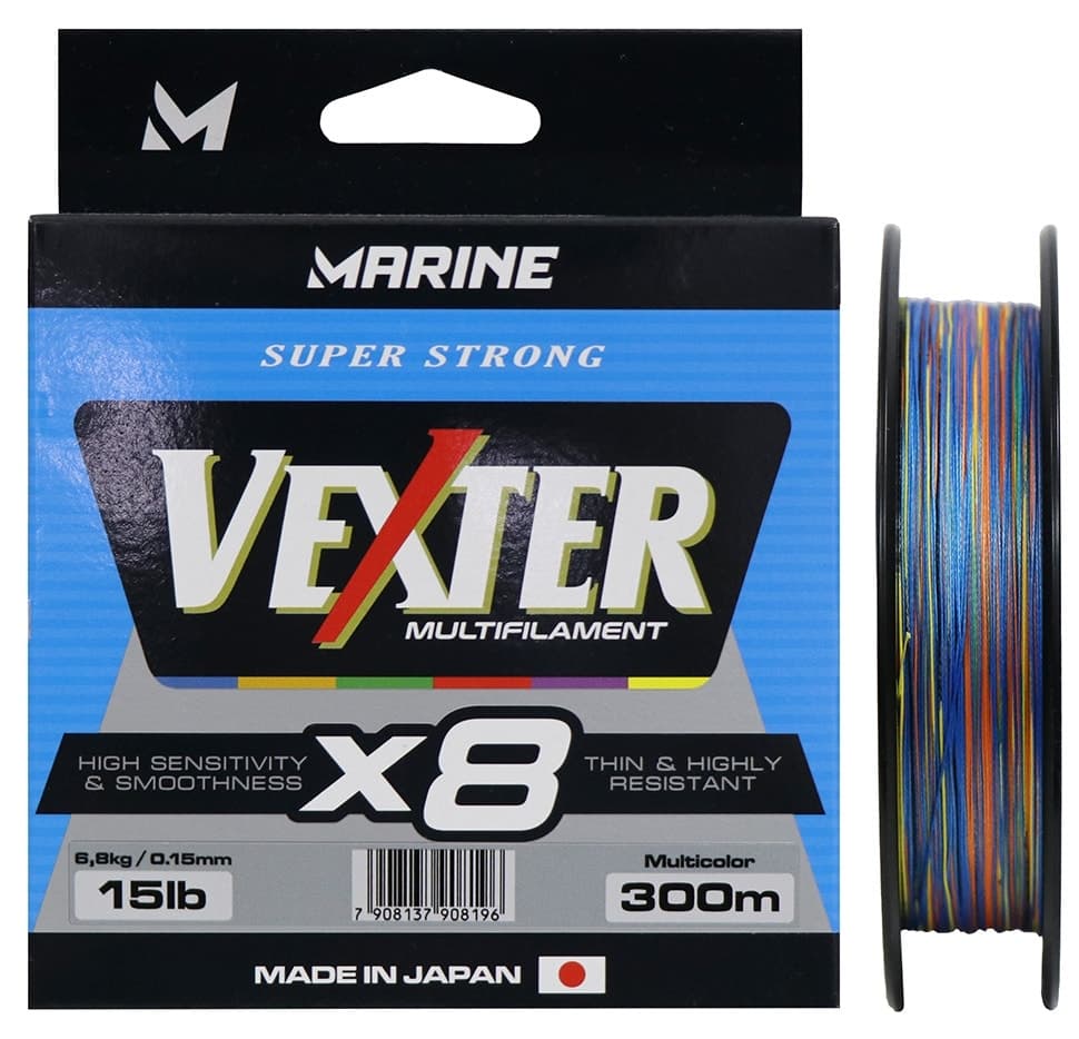 Linha Multifilamento Marine Sports Vexter X8 Multicolor 0.15Mm 15LB 300M