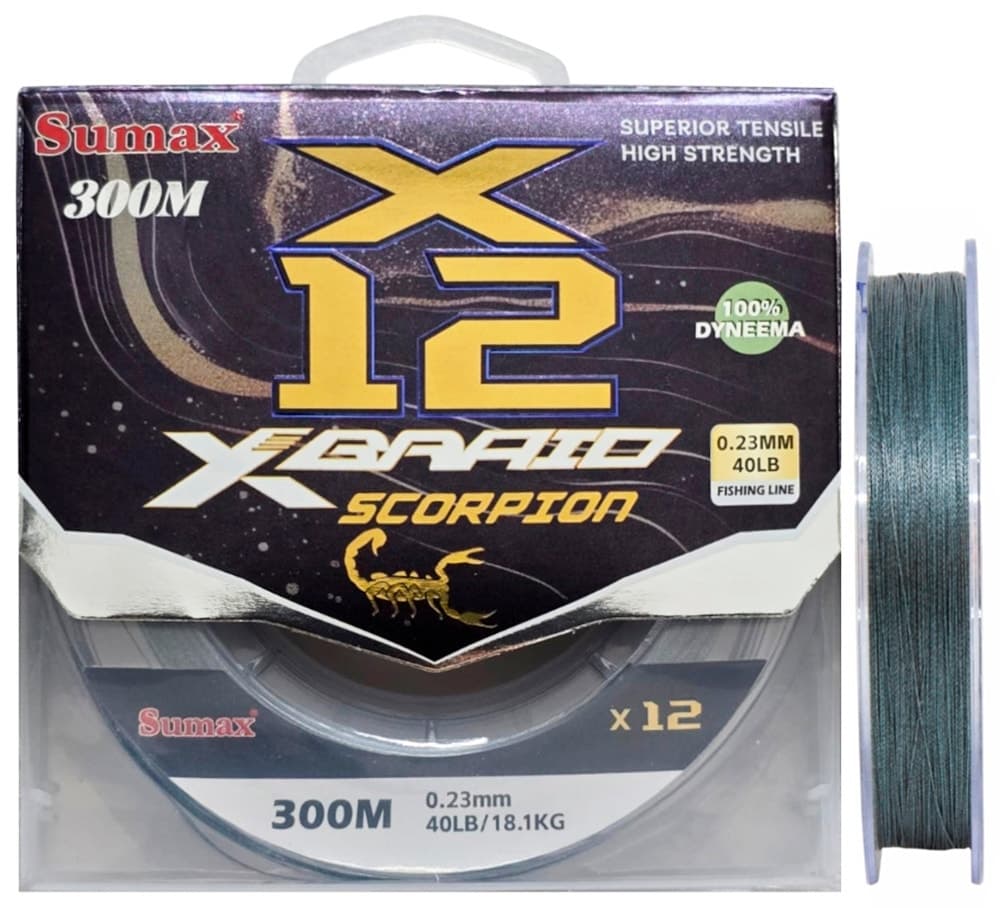Linha Multifilamento Sumax Scorpion Braid X12 0,23Mm 40LB 300M