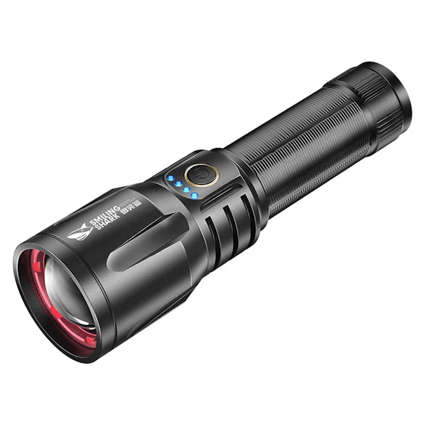Lanterna LED Smiling Shark Sd-7800 10000 Lúmens Preta
