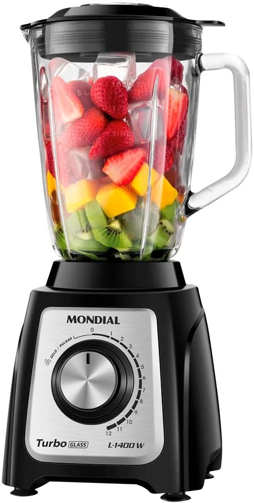 Liquidificador Mondial Turbo Glass L-1400-Gi 1400W 12 Velocidades 120V/60Hz Preto