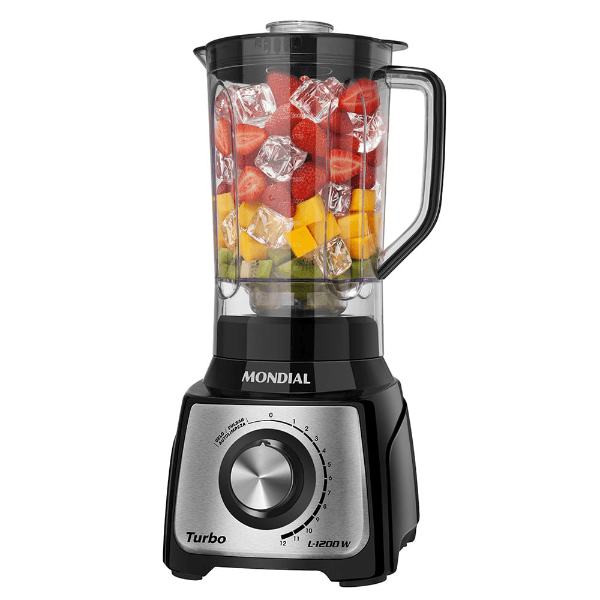 Liquidificador Mondial Turbo Inox L-1200BI 2.1L 1200W 220V Preto
