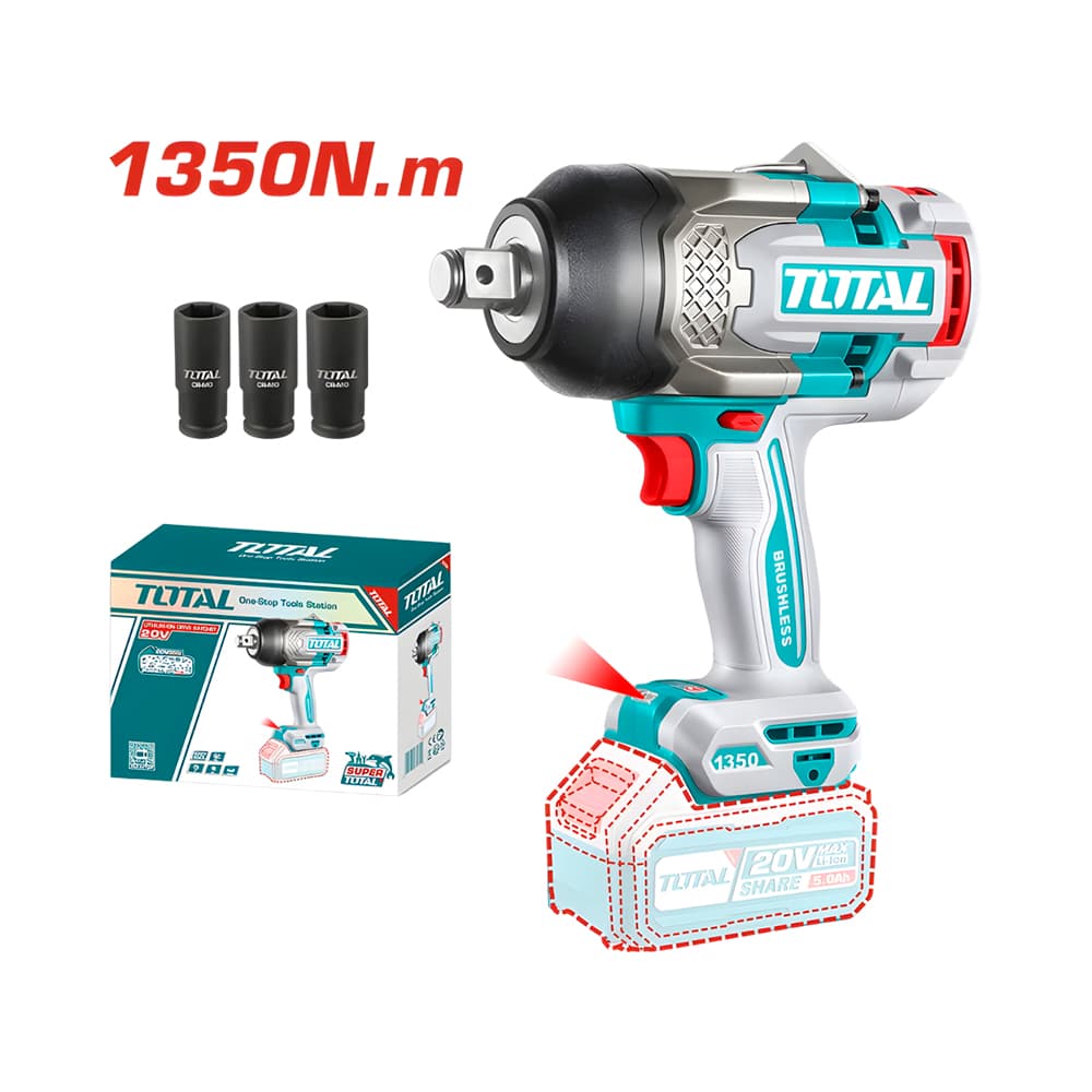 Chave de Impacto Sem Fio Total Tiwli201351 3/4" 20V 1350NM