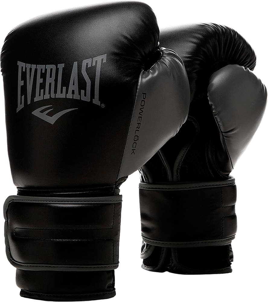 Luva de Treinamento Everlast Powerlock Boxing Gloves Preto/Cinza (1 Par)
