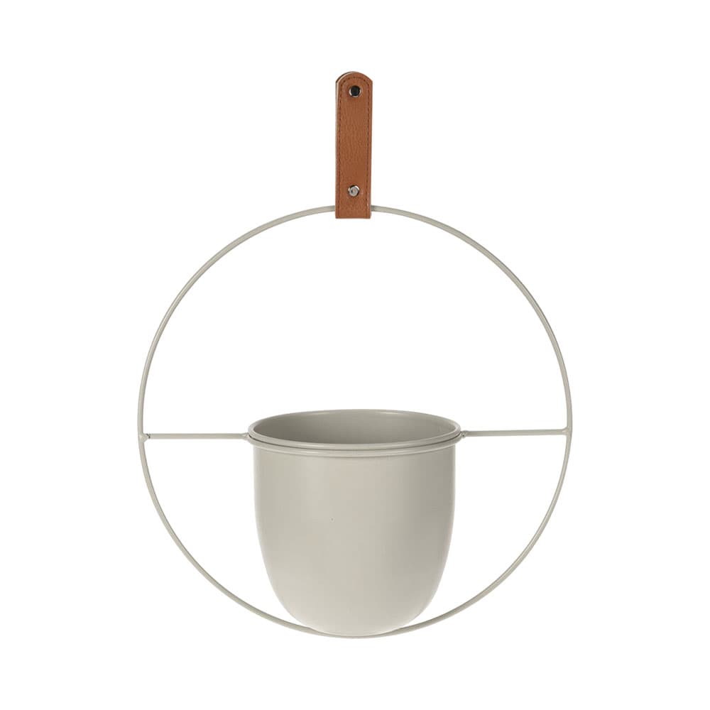 Vaso Pendente de Metal Kpm 041155 30 X 15 X 30 Cm Creme Acinzentado