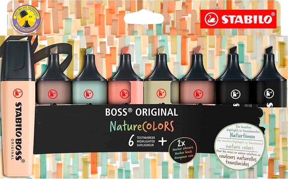 Marca-texto Stabilo Boss Original Nature Colors (8 Cores)