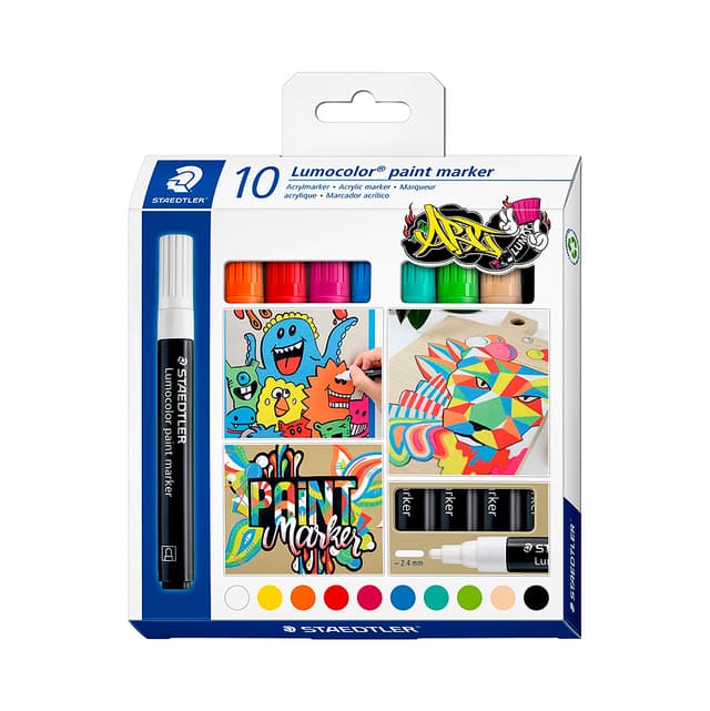 Marcador Acrílico Staedtler Lumocolor Paint Marker 349 C10 10 Unidades