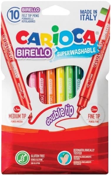 Marcador Carioca Birello Superwashable Ponta Dupla - 41438 (10 Cores)