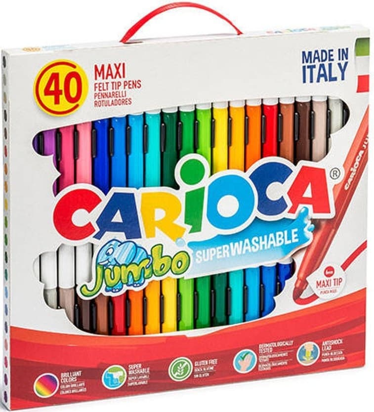 Caneta Marcador Carioca Maxi Felt Tip Jumbo Superwashable - 41257 (40 Cores)