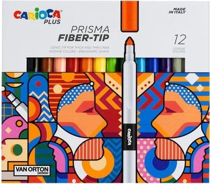 Marcador de Ponta de Fibra Carioca Plus Prisma - 45205 (12 Cores)