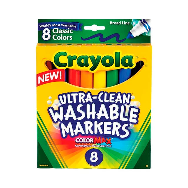 Marcador Crayola Ultra-Clean Washable Markers Broad Line 8 Unidades
