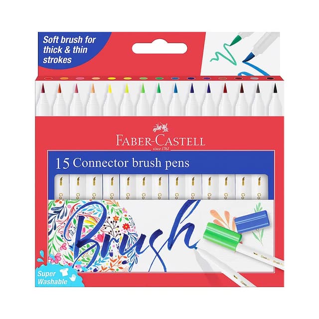Marcador Faber Castell Connector Brush Pen 15 Unidades