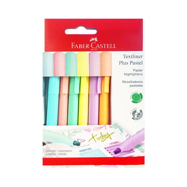 Marcador Marca-Texto Faber Castell Textliner Plus Pastel 6 Unidades