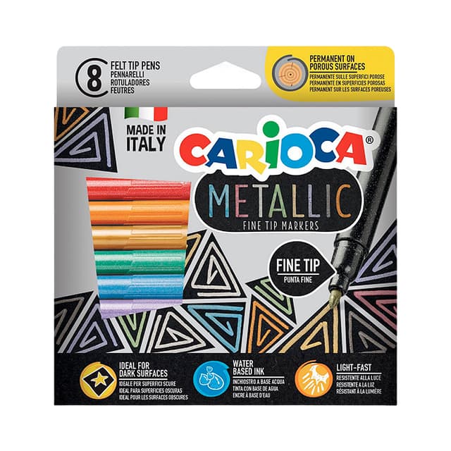 Marcador Rotulador Carioca Fine Tip Markers Metálico 8 Unidades