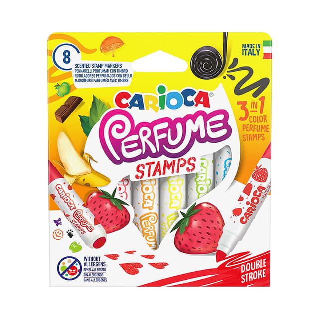 Marcador Rotulador Carioca Perfume Stamps 3 Em 1 8 Unidades