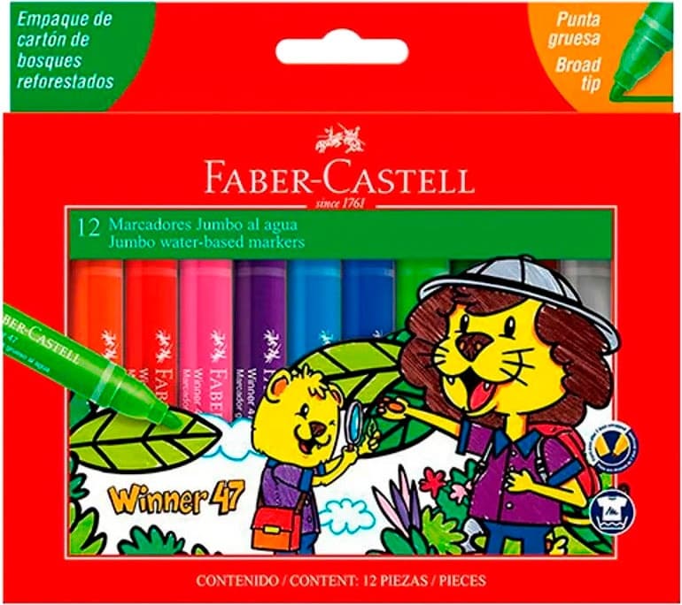 Marcadores de Cor Jumbo Faber Castell Winner 12 Unidades