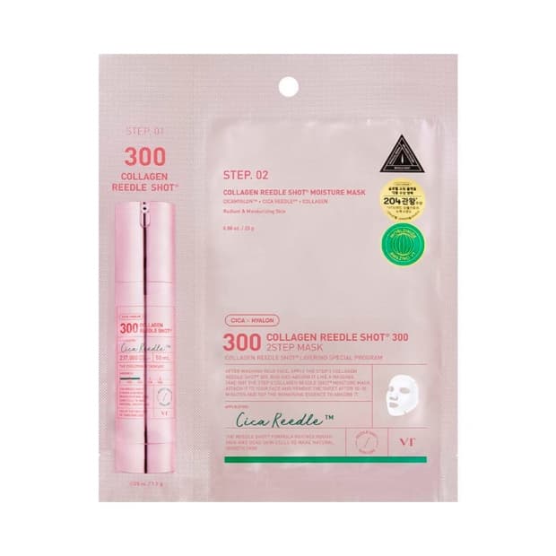 Máscara Facial Vt Cosmetics Collagen Reedle Shot 300 2 Passos