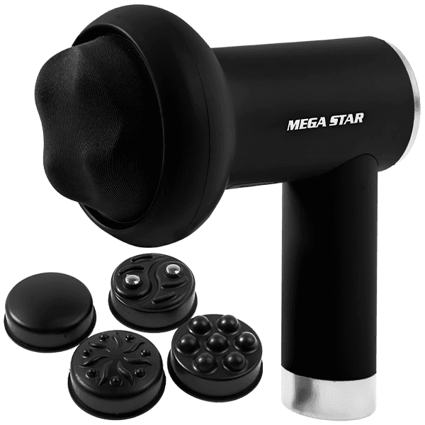 Massageador Elétrico Muscular Megastar FMA4N com 5 Cabeças Recarregável Preto