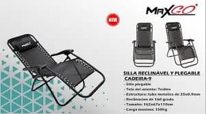 Cadeira Dobrável Maxgo Cadeira-9 Reclinável Preta