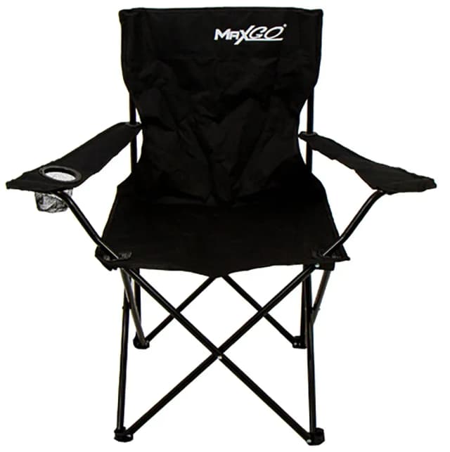 Cadeira Dobrável Maxgo com Porta-Latas Preto Até 90 Kg