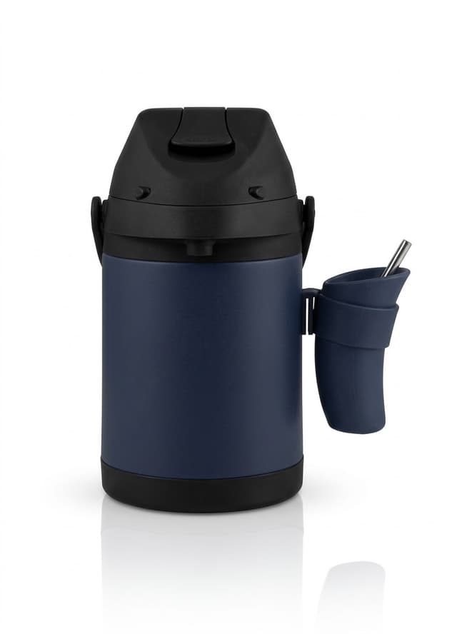 Kit Termo Tereré Maxon Mx 287 C/ Porta Guampa 2500ml Azul Escuro