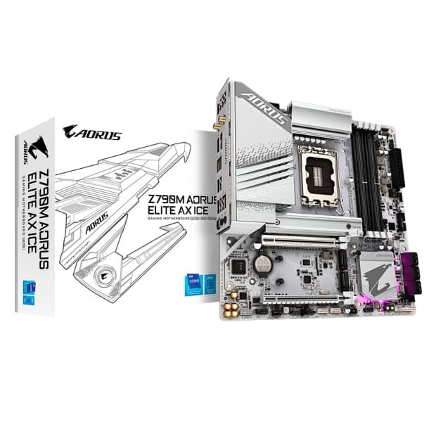 Placa-mãe Gigabyte Z790M Aorus Elite Ax Ice DDR5/Wi-Fi/HDMI/DP