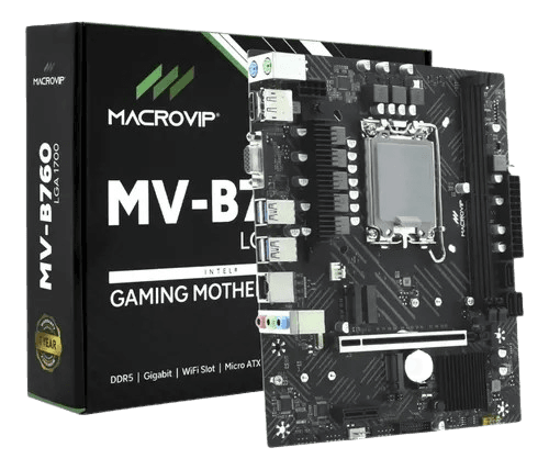 Placa-mãe MacroVip Mv-B760 Lga 1700 DDR5 HDMI Dp USB 3.2 M.2 SATA 6Gb/s