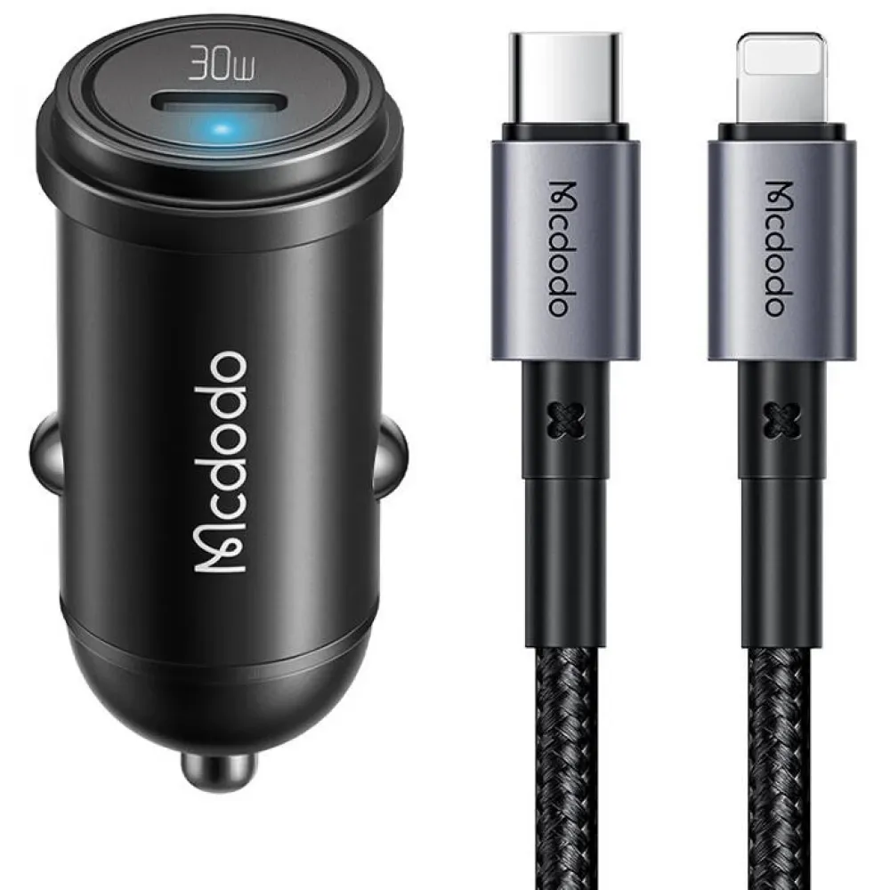 Carregador Veicular Mcdodo Cc-7492 30W Cabo USB-C A Lightning Preto
