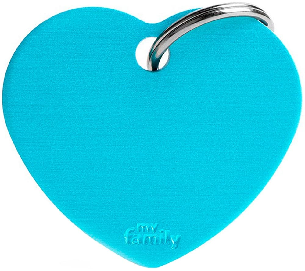Medalha de Identificação MyFamily Coração Grande Mfb65 - Azul Céu