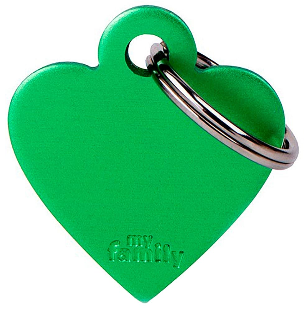 Medalha de Identificação MyFamily Coração Pequeno Mfb41 - Verde