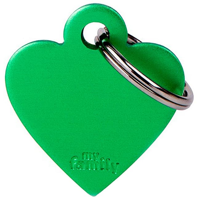 Medalha de Identificação MyFamily Coração Pequeno Mfb41 - Verde