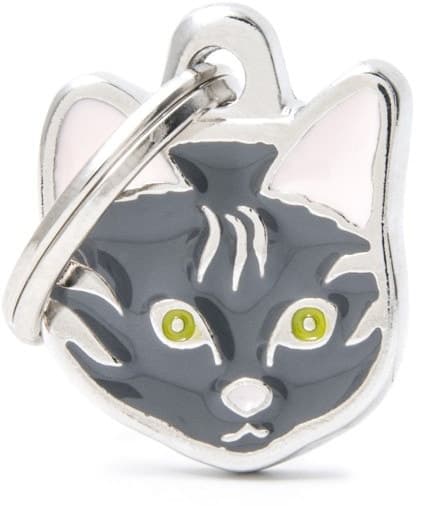 Medalha de Identificação MyFamily Friends Gato de Pêlo Curto Europeu Malhado Cinza MF37N