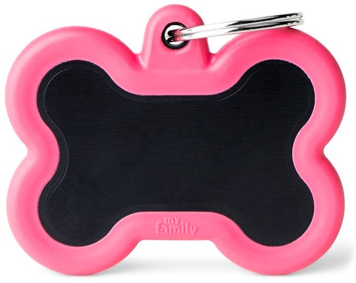Medalha de Identificação MyFamily Hushtag Osso HTA01PINKMP Rosa/Preto