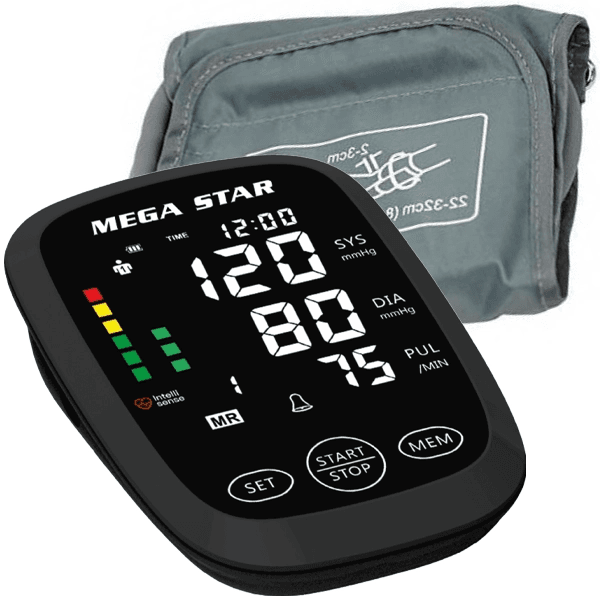 Medidor de Pressao Megastar HT568G Para Braço / Tela LCD - Preto