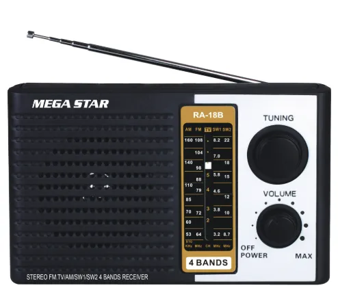Rádio Portátil Megastar RA18C AM/FM/4 Bandas A Pilha