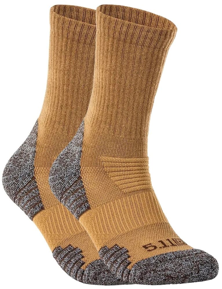Meias 5.11 Tactical Duty Ready Ultra Crew Socks 2 Pares Cor Dark Coyote
