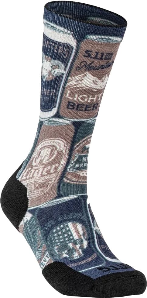 Meias 5.11 Tactical Sock & Awe Crew 99 Beers Sock Azul (1 Par)