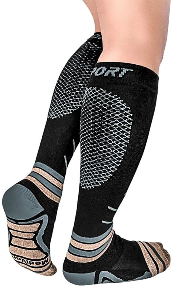 Meias de Compressão Medivaric Sport - Preto/Cinza (M)