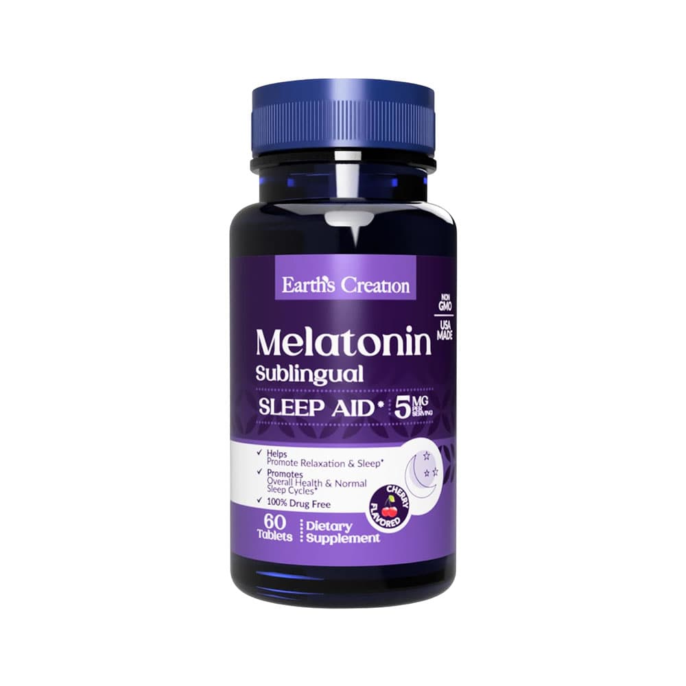 Melatonina Sublingual Earth's Creation Sabor Cereja 60 Comprimidos