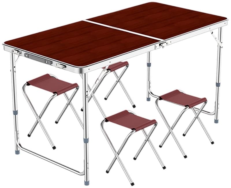 Mesa de Camping Dobrável Rpc Ml-4002-Caf com 4 Cadeiras Bordô