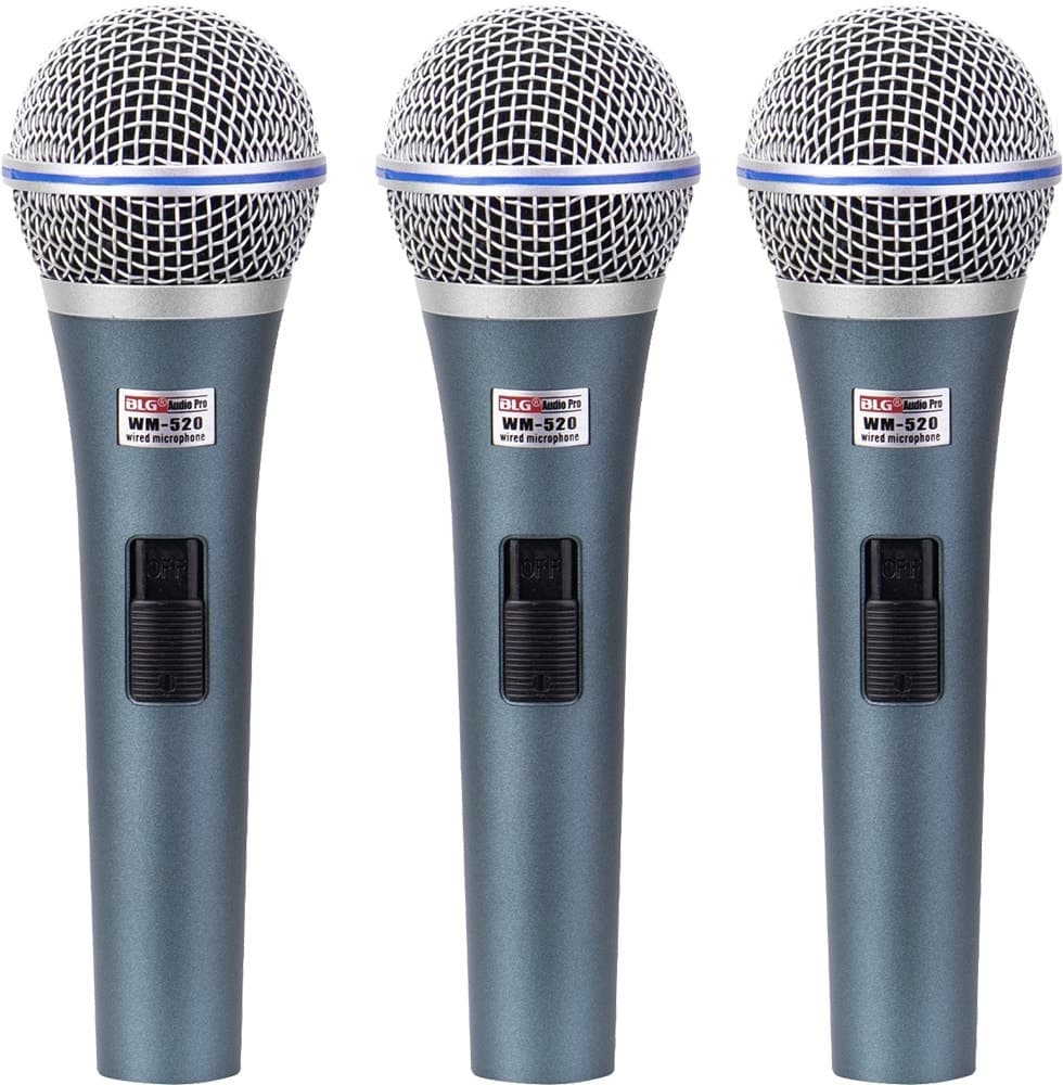 Microfone com Fio Blg Wm-520 Audio Pro (3 Unidades)