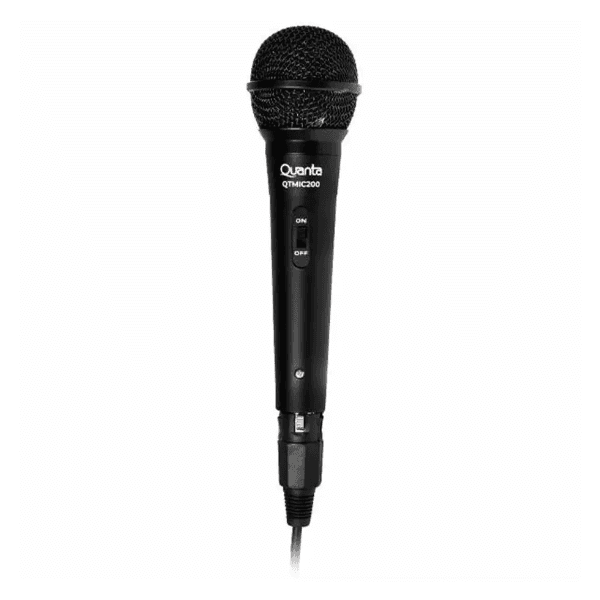 Microfone com Fio Quanta Qtmic200 de 3 Metros - Preto
