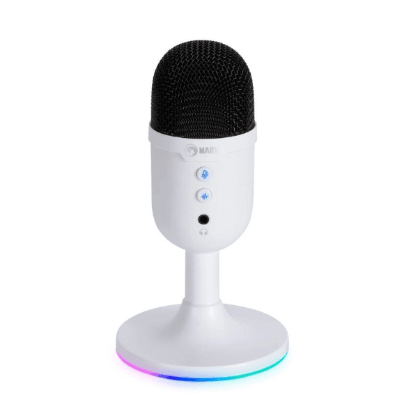 Microfone Gaming Marvo Scorpion Mic-06 16Khz RGB USB Branco