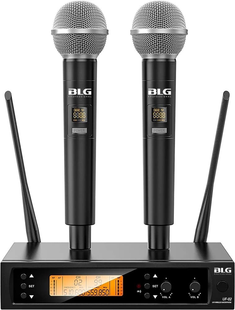 Microfone Duplo Sem Fio Uhf Blg Uf-02