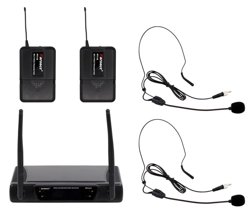 Microfone Duplo Sem Fio Uhf Karsect Wr-8LD/PT-15/Ht-9A