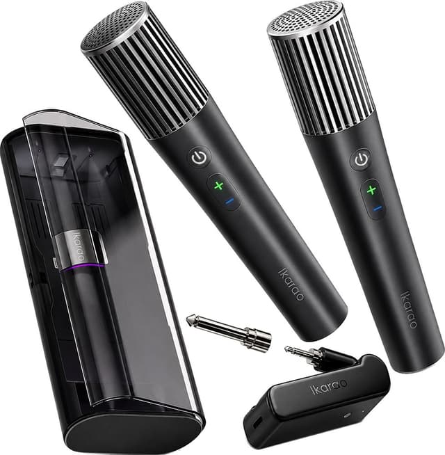 Microfone Sem Fio Duplo Ikarao Micbox Pro com Receptor