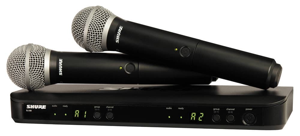 Microfone Shure BLX288/PG58-J10 Sem Fio Preto