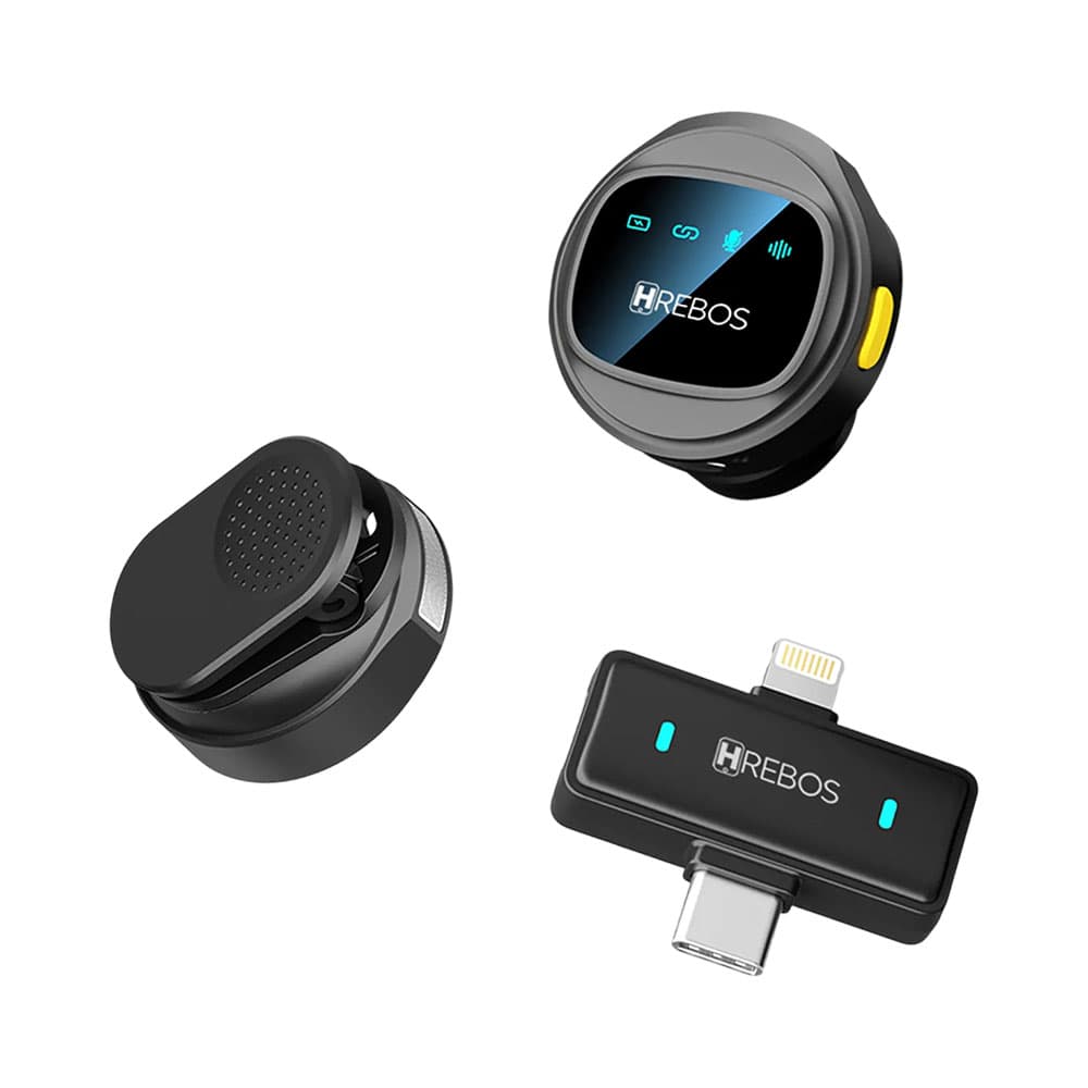 Microfone Hrebos If-1000 com Transmissor USB-C/Lightning